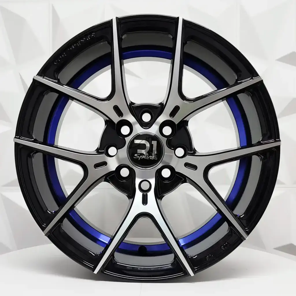 RIN 15X7 4-100/114.3 R1 SPORT RGW8820 BLACK MACHINE FACE+BLUE UNDERCUT ET35 CB73
