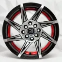 RIN 13X6 4-100/114.3 R1 SPORT QC2057 BLACK MACHINE FACE UNDERCUT RED ET10 CB73.1