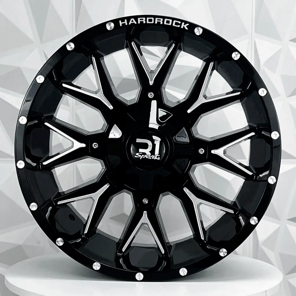 RIN 20X10 8-165.1 R1 SPORT LA5303 GLOSS BLACK MILLED+DOTS ET-19 CB125.2