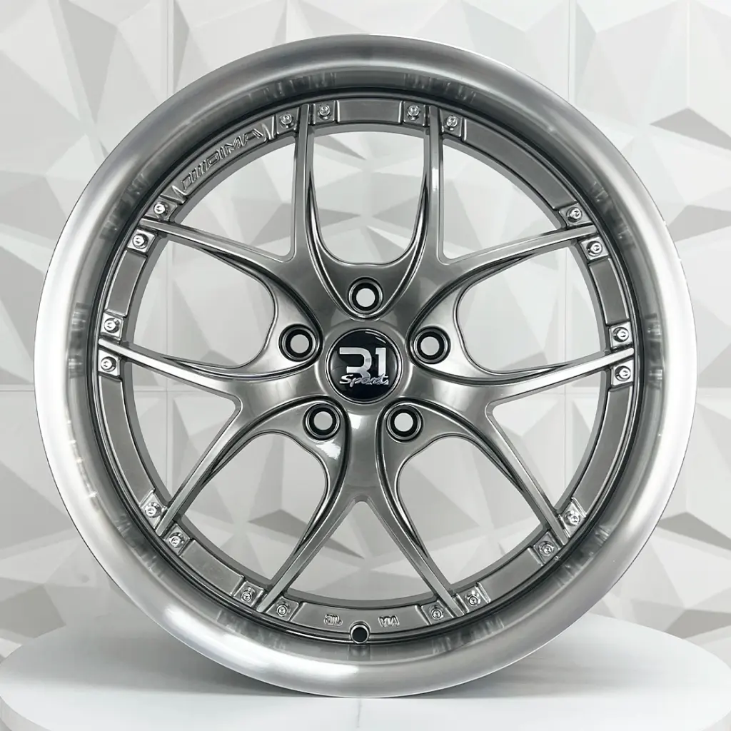 RIN 18X8.5 5-113 R1 SPORT A012 HYPER BLACK MI CHROME RIVETS ET35 CB73.1
