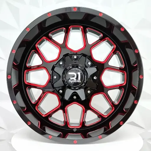 [206734] RIN 20X9 5-127/139.7 R1 SPORT 315 BLACK MILLING RED+HOLES RED ET0 CB78.1 