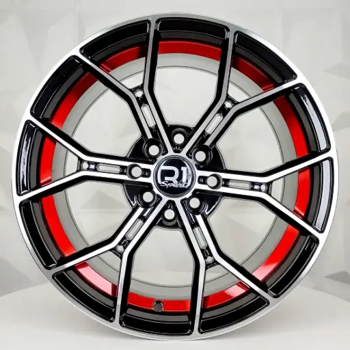 [151628] RIN 15X8 4-100/114.3 R1 SPORT DX755 BLACK MACHINE FACE RED UNDERCUT* ET0 CB73.1 