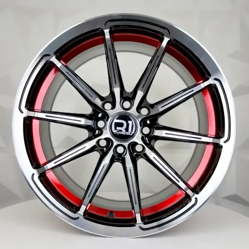 [151630] RIN 15X8 4-100/114.3 R1 SPORT DX754 BLACK MACHINE FACE RED UNDERCUT* ET0 CB73.1 